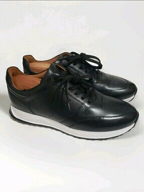 Allen Edmonds Everett Sneaker Men’s 11 D Black Leather White Sole 8315 New